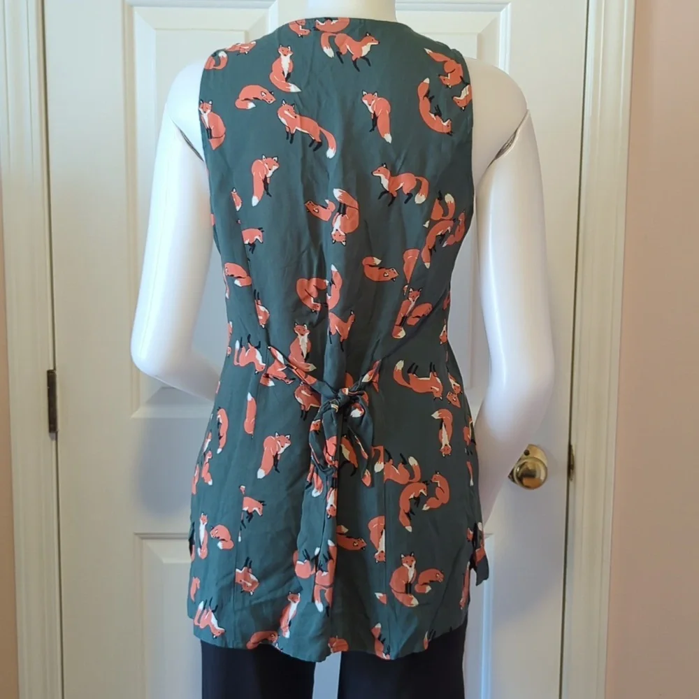 ModCloth Green Fox Sleeveless Top Size S - Picture 4 of 7